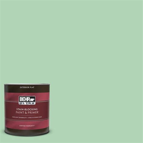 BEHR ULTRA 1 qt. #M410-3 Enchanted Meadow Flat Exterior Paint & Primer ...