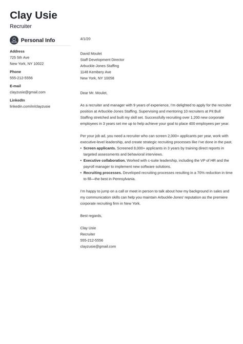 Image result for Cover Letter Layout Example