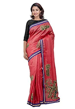 Buy UNNATI SILKS Women's Tussar Ghicha Handloom Silk Saree with ...