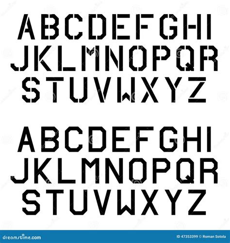 Stencil Angular Font Alphabet Letters Stock Vector - Illustration of paint, element: 47353399