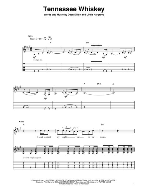 Tennessee Whiskey by Chris Stapleton Sheet Music for Guitar Tab (Single ...