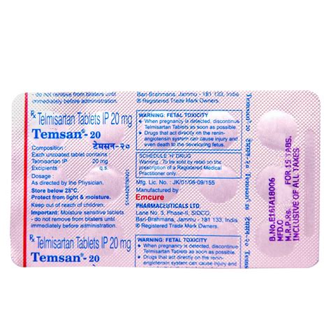 TEMSAN 20MG TABLET Price, Uses, Side Effects, Composition - Apollo Pharmacy
