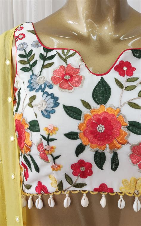 Sapna Yellow Embroidered Crop-Top & Draped Skirt Co-ord Set