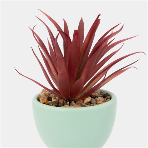 Planta artificial con cuerpo verde menta suculenta 21 x 7 cm