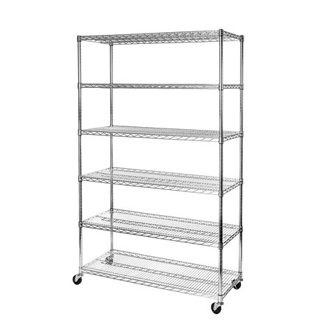 18"D x 48"W x 72"H 6-Tier UltraZinc NSF Steel Wire Shelving with Wheels ...
