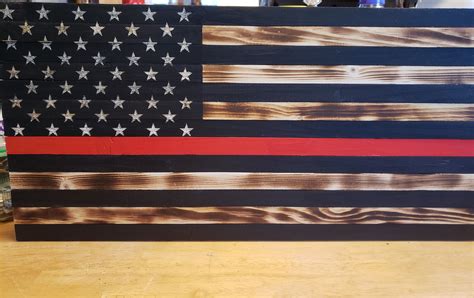 Wooden thin red line custom firefighter flag custom firefighter ...
