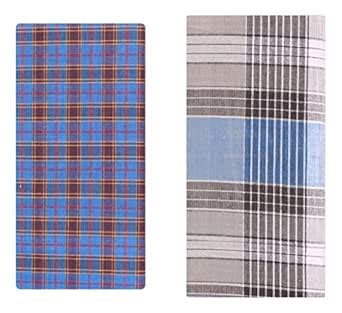 Buy MD Men's Cotton Lungi (Multi-Coloured, Set of 2, 2 meter) at Amazon.in