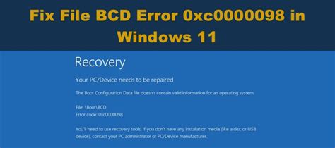 Image result for BCD File Missing or Corrupt