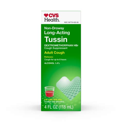 CVS Health Tussin Adult Cough Suppressant For Adults & Children 12 Years & Older, 4 OZ (FSA ...