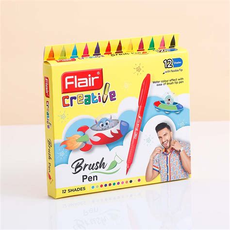 Flair Brush Pens - 12 Shades with Flexible Tip