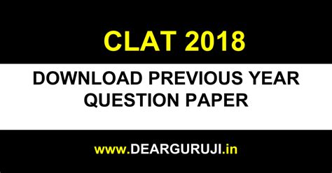 CLAT PREVIOUS YEAR QUESTION PAPER [ DOWNLOAD FREE PDF ] - DEAR GURUJI