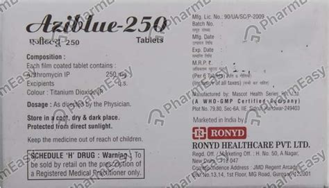 Aziblue 250 MG Tablet (6): Uses, Side Effects, Price & Dosage | PharmEasy
