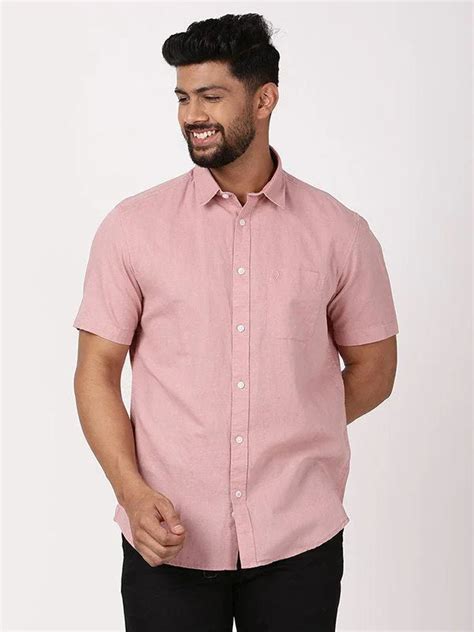 Buy Men Solid Half Sleeve Cotton Blend Shirt Online | Indian Terrain