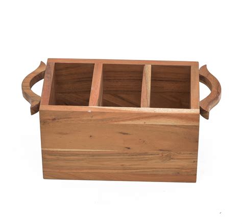 ACACIA WOODEN DUBBAL HANDLE CADDY