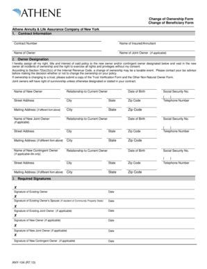 Athene Change Of Beneficiary Form - Fill and Sign Printable Template Online