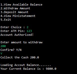 Java Card ATM Program 的图像结果