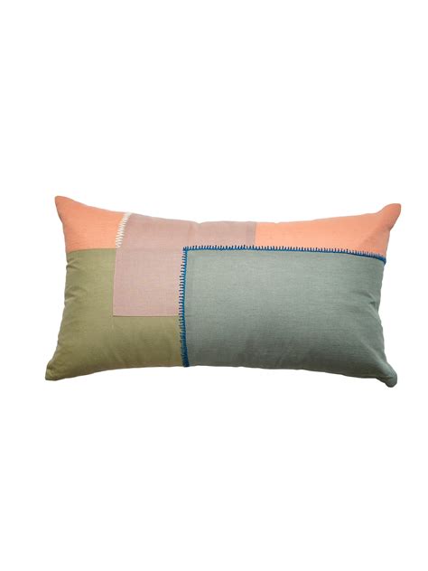 Multicolor Linen Cushion Cover- Patchwork with Hand Embroidered |12x12 ...
