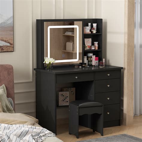 Black Dressing Table With Mirror