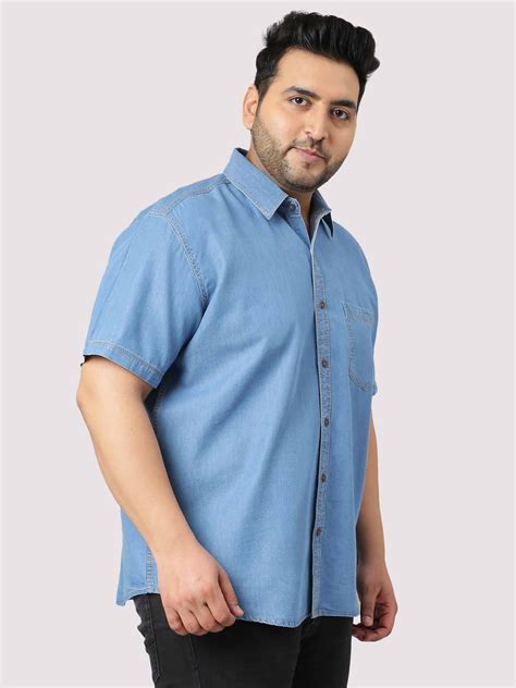 Trendy Denim Plus Size Shirts For Men