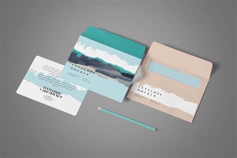 Folded Invitation Card & Envelope Mockup Customizable PSD | ZippyPixels