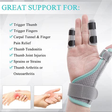 Thumb Splint Brace for Trigger Finger & Arthritis - Reversible, Wrist Stabilizer for Carpal ...