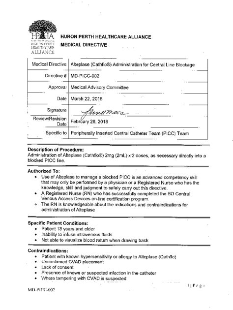 Fillable Online Learning About Your Central Venous Catheter: Flushing ...
