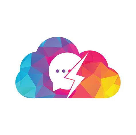 Thunder chat cloud shape concept logo design icon vector. Bubble chat ...