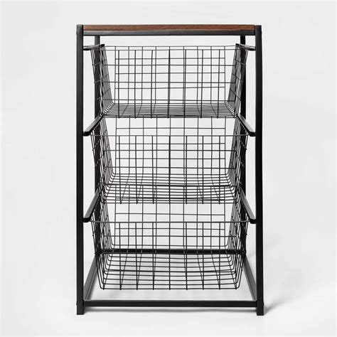 3 Drawer Organizer Black Metal with Walnut Wood - Brightroom ...