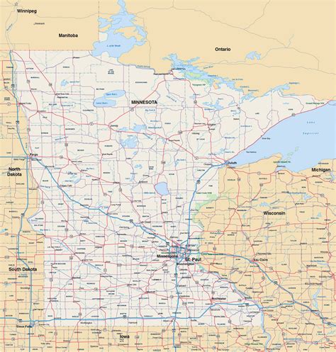 Detailed Minnesota Road Map
