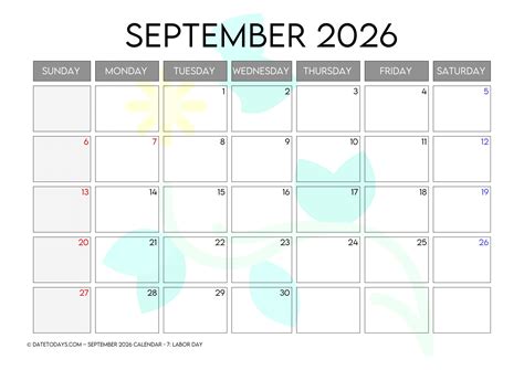 September 2026 Calendar Printable PDF with Holidays