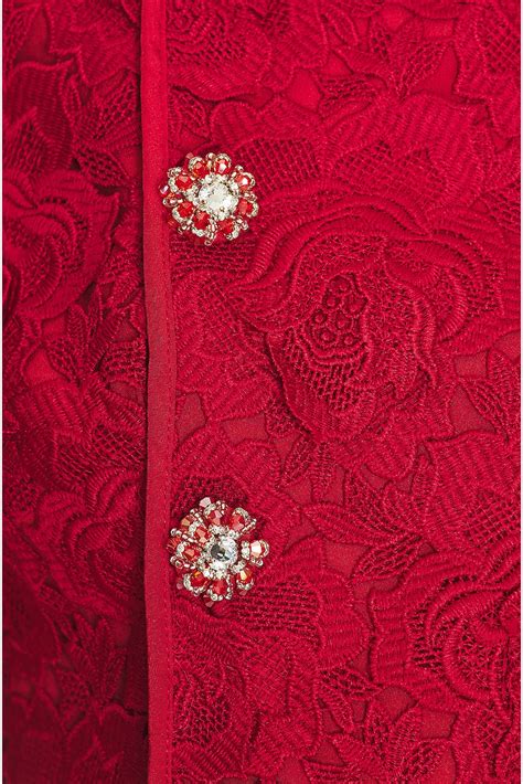 self-portrait Flower Lace Mini Dress in Red | FWRD