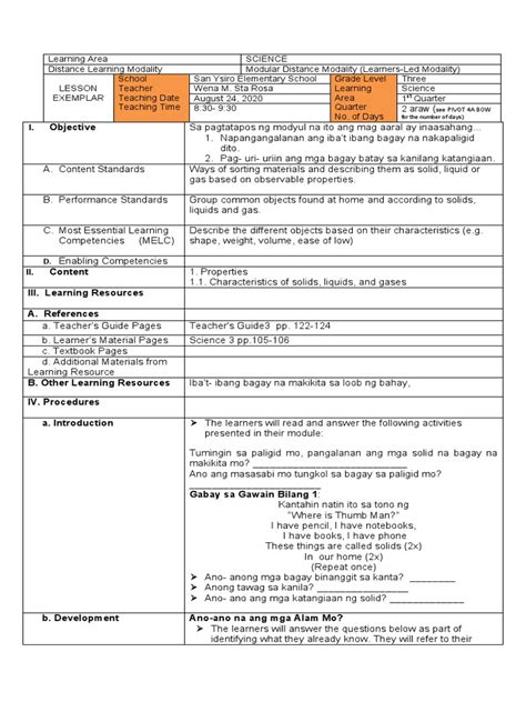 Image result for Science Lesson Examples