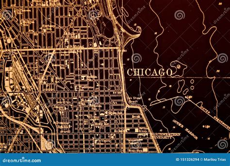 Chicago Downtown Map editorial stock image. Image of detailsn - 151326294