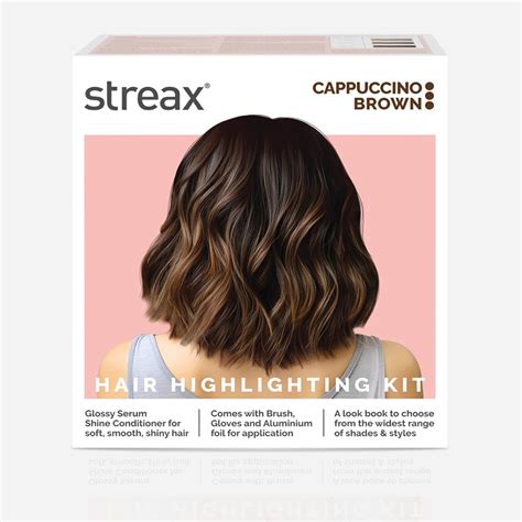 Streax Hair Colour Highlight Kit | Cappuccino Brown - Pack of 1 ...
