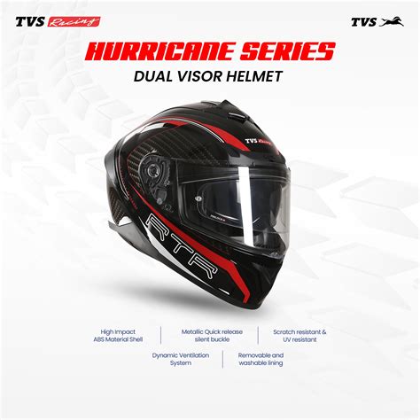 TVS Racing Hurricane Series Full Face Dual Visor Helmet for Men | Prem