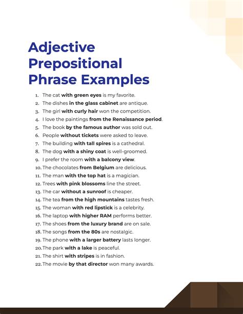 99+ Adjective Prepositional Phrase Examples