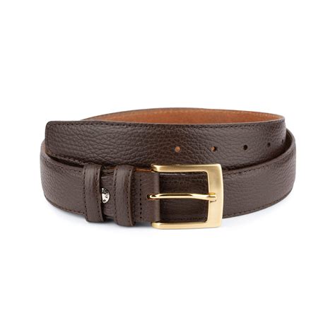 Buy Mens Brown Belt With Gold Buckle | LeatherBeltsOnline.com
