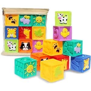 Buy Kingtree Squeeze and Stack Block Set, Soft Building Blocks Teething ...