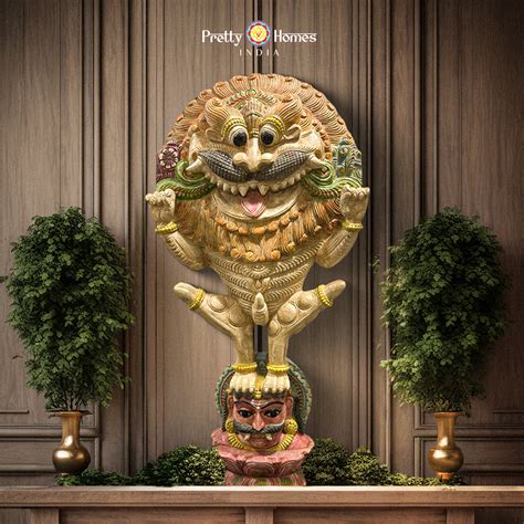 Teak Yali Statue — Woodcarved Kirthimukha (24"–6ft) | Pretty Homes India
