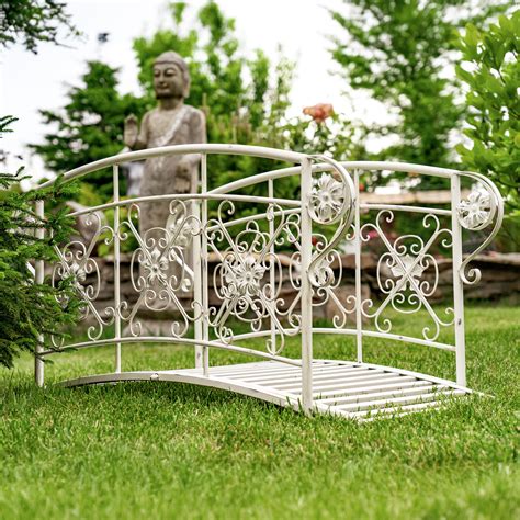 Zaer Ltd International 40.5" Long Iron Garden Bridge with Embellished ...