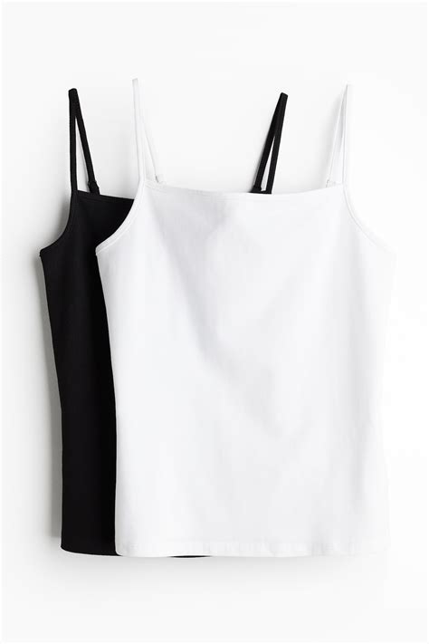2-pack strappy tops - Black/White - Ladies | H&M IN