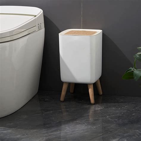 LEVGRY PressTop Trash Can With Lid 7 Liter18 Gallon Plastic Small Waste ...