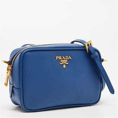 Prada Blue Saffiano Lux Leather Mini Camera Crossbody Bag at 1stDibs ...