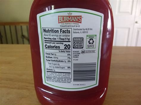 No Sugar Ketchup Nutrition Facts at Oscar Godson blog