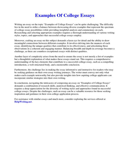 Examples of College Essays | PDF