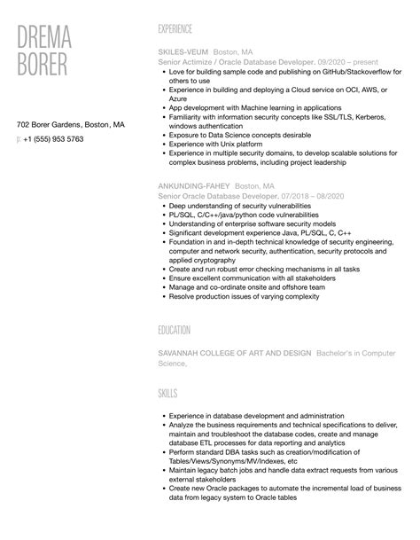 Image result for Oracle Developer Resume Sample