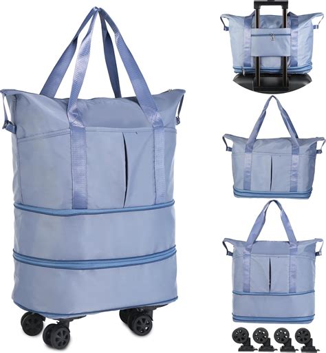 VOOWO Rolling Duffle Bag with Wheels, Expandable Foldable Duffel Bag ...