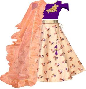 NTK Girls Lehenga Choli Fusion Wear Floral Print Lehenga, Choli and ...