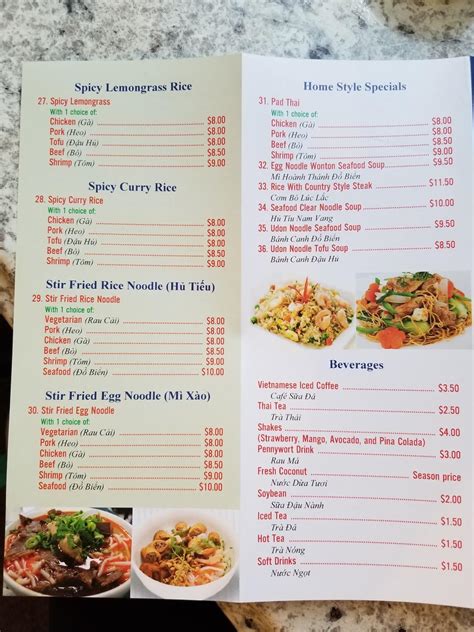 Menu at Mr. Pho restaurant, Albuquerque