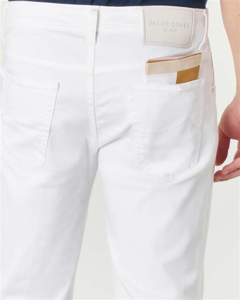 Pantalone cinque tasche Scott bianco in bull di cotone stretch carrot ...